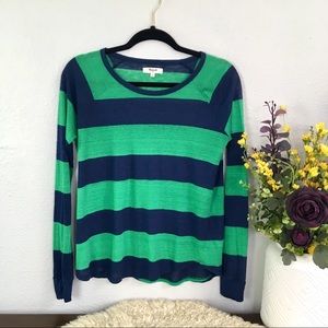 Madewell linen striped crew neck long sleeve tee